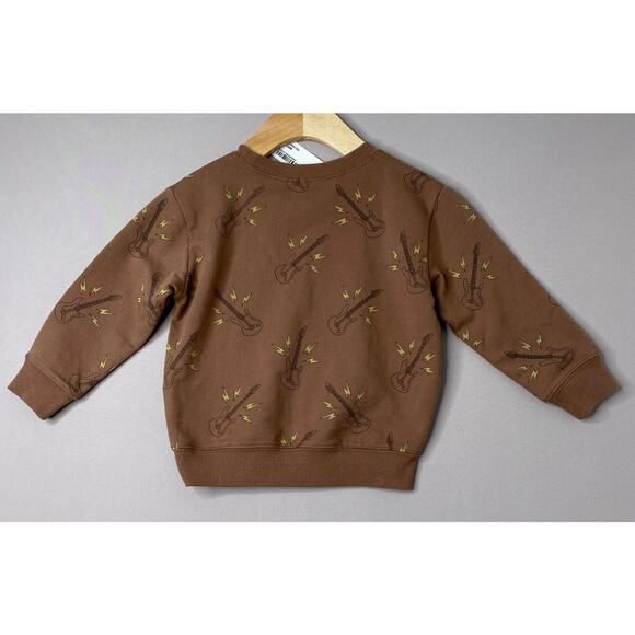 NWT Rylee + Cru Brown Guitar Print French Terry Sweatshirt 18-24 Mo - Picture 3 of 5